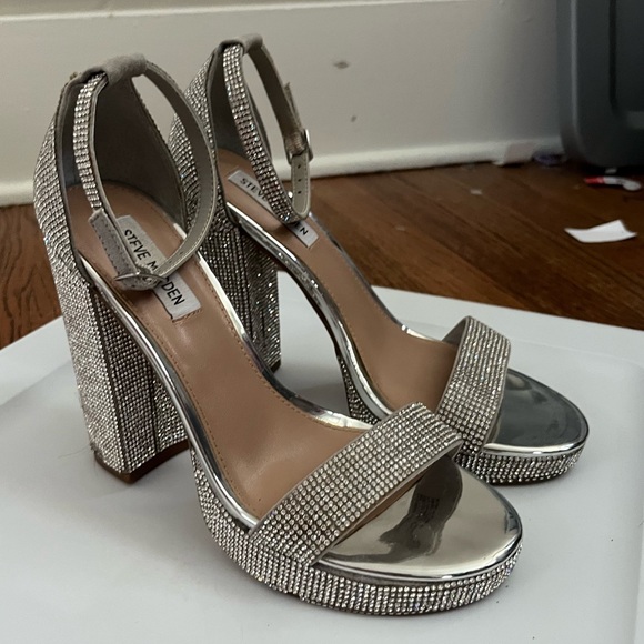 Steve Madden CARRSON-R CRYSTAL Chunky Heel Full Rhinestone Glam - Picture 5 of 12